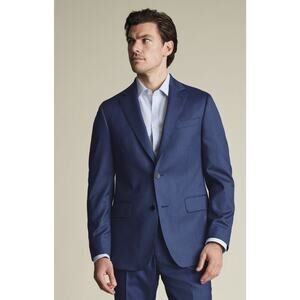 Charles Tyrwhitt Men's Navy Blue Super 110s 100% Wool Slim Fit Suit Coat,38R,EUC